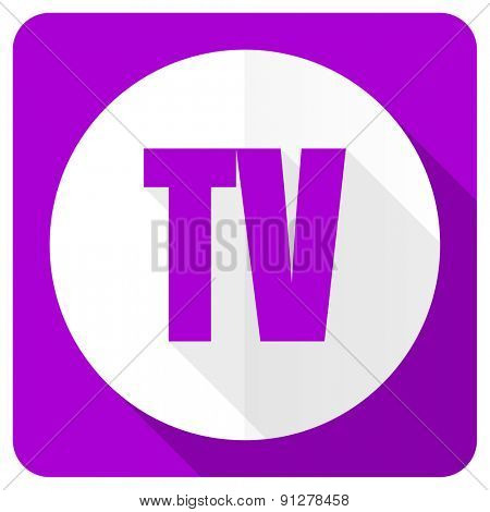 tv pink flat icon television sign 