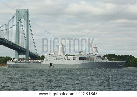USS San Antonio  landing platform dock during parade of ships at Fleet Week 2015
