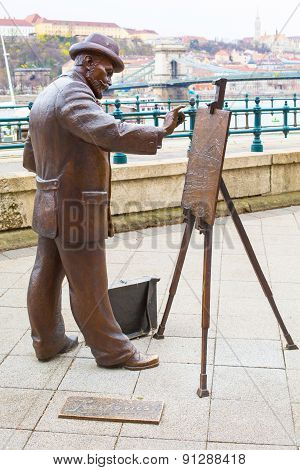 Bronze statue of Roskovics Ignac in Budapest
