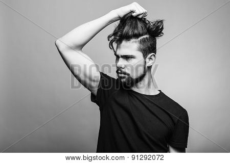 Professional studio portrait of young handsome man