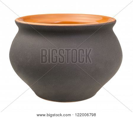 Profile View Of Open Ceramic Pot Isolated