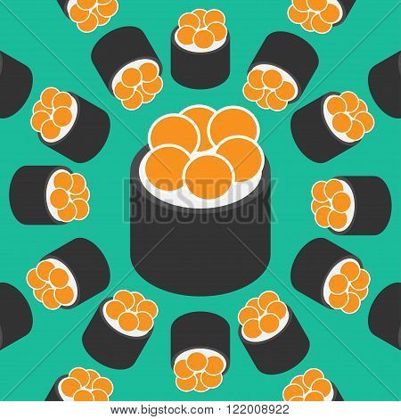 sushi pattern on color background flat style