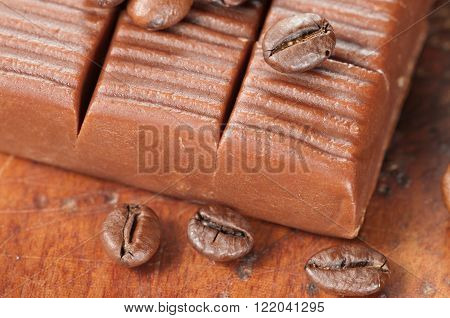 Toffee with coffee close up shot local focus