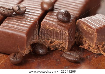 Toffee with coffee close up shot local focus