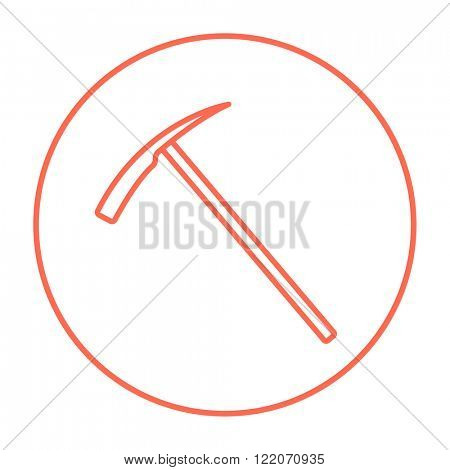 Ice pickaxe line icon.