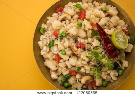 Upma or upama or uppuma, popular south indian breakfast menu