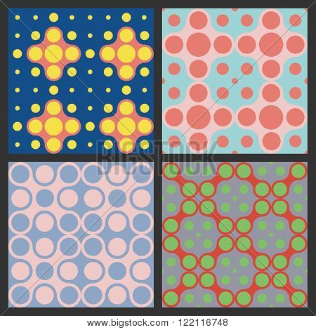 Colorful abstract geometric seamless pattern. Pattern of circles on the grid project