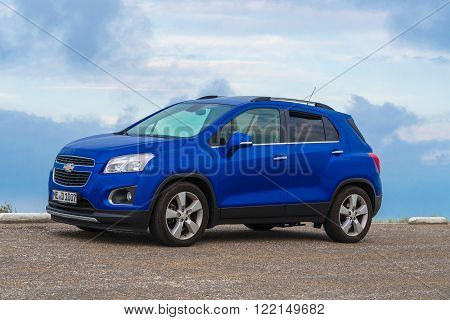 BROUWERSDAM, ZEELAND, THE NETHERLANDS - JUNE 14, 2015:Chev Trax 2015 the Brouwerdam on North Sea coast in the dunes.