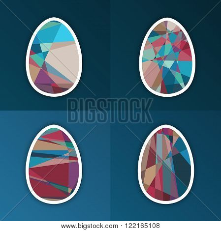 Vector Easter Illustration with Four Eggs with Polygonal Patterns