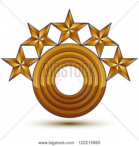 Heraldic Vector Template With Five-pointed Golden Stars And A Copy Space, Dimensional Royal Geometri