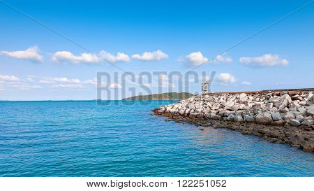 The rock pier in the calmness sea at Khao leam ya National park Rayong Province Eastern Thailand
