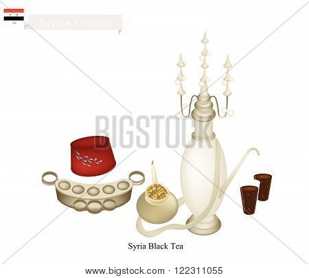 Syrian Cuisine, Traditional Black Hot Sweet Tea. One of The Most Popular Beverage in Syria.