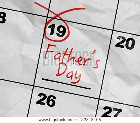 Concept image of a Calendar with the text: Fathers Day