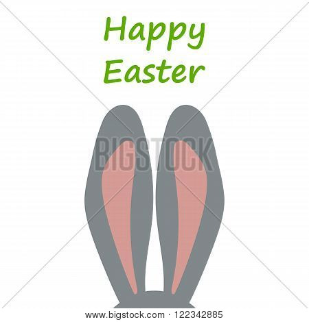 bunny ears Postcard Happy Easter vector illustration