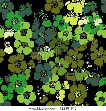 Seamless pattern with flowers vector illustration. Set