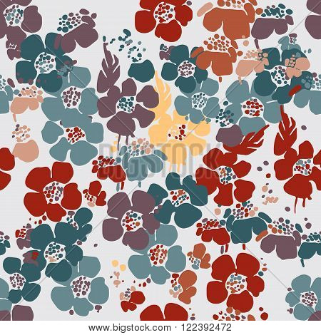 Seamless pattern with flowers vector illustration. Set