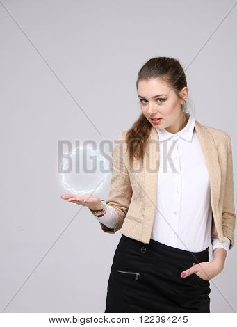 Woman with glowing magical energy ball.
