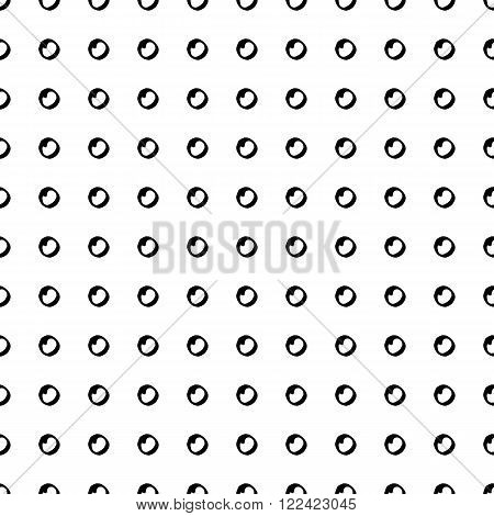 Retro style monochrome seamless vector pattern with polka dots for fabric, cards, invitations, wrapping paper, stationery and web backgrounds. Black and white whimsical vintage ornament with circles.