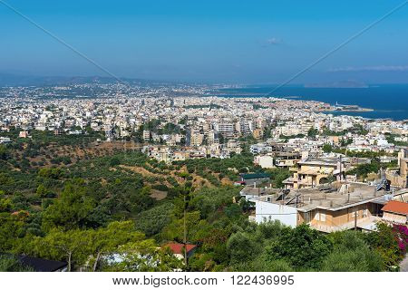 Panorama of Chania town view on old port on Crete island, Greece