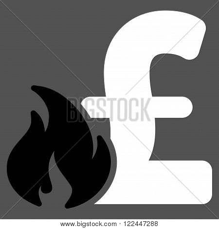 Pound Financial Fire vector icon. Pound Financial Fire icon symbol. Pound Financial Fire icon image. Pound Financial Fire icon picture. Pound Financial Fire pictogram. Flat pound financial fire icon.