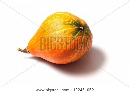Orange and Green Pumpkin Hokkaido on white background