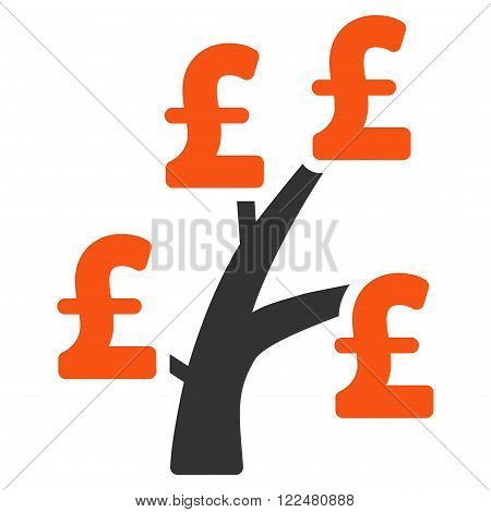 Pound Money Tree vector icon. Pound Money Tree icon symbol. Pound Money Tree icon image. Pound Money Tree icon picture. Pound Money Tree pictogram. Flat pound money tree icon.