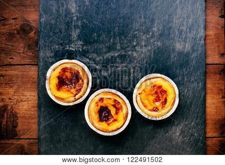 Pasteis de nata - typical Portuguese egg tart pastries / egg tart / sweet and delicious dessert