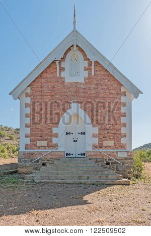 MIDDLETON, SOUTH AFRICA - FEBRUARY 19, 2016: Front view of the All Saints United Church in Middleton, a hamlet in the Eastern Cape Province 30 km south of Cookhouse