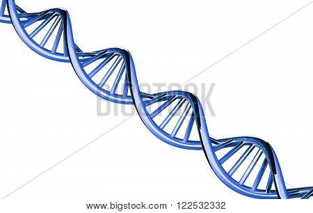 3d rendered, blue DNA with copy space, isolated on white background
