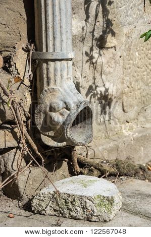Water drain in old town of Carcassonne Languedoc-Roussillon France