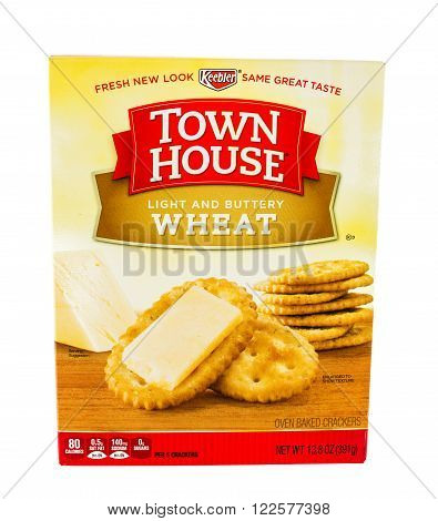 Winneconne, WI - 5 February 2015: Town House Light and Buttery Wheat crackers made by Keebler.