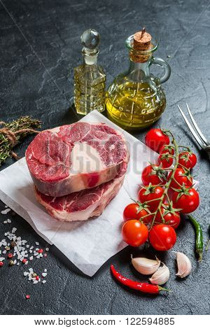 Raw Veal Shank Slices Meat