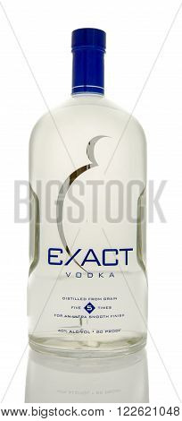 Winneconne WI - 10 March 2016: A bottle of Exact Vodka from Austria