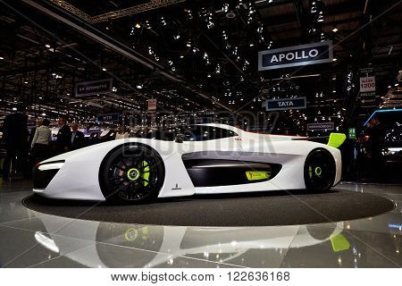 Geneva Switzerland - March 1 2016: 2016 Pininfarina H2 Speed Concept presented on the 86th Geneva Motor Show in the PalExpo