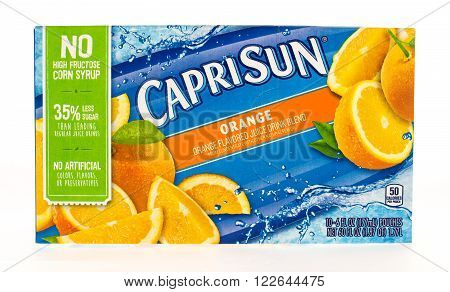 Winneconni WI - 29 June 2015: Box of Caprisun drinks in orange flavor