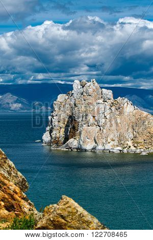 view of the mountain Shamanka Cape Burkhan island Olkhon Russia