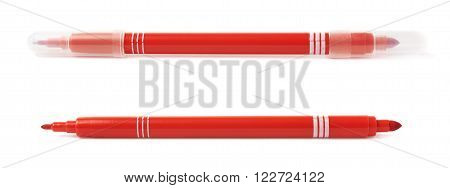 Felt-tip red pen marker isolated over the white background