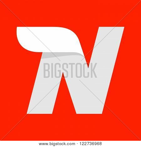 N Letter Logo With A Wing On Red.