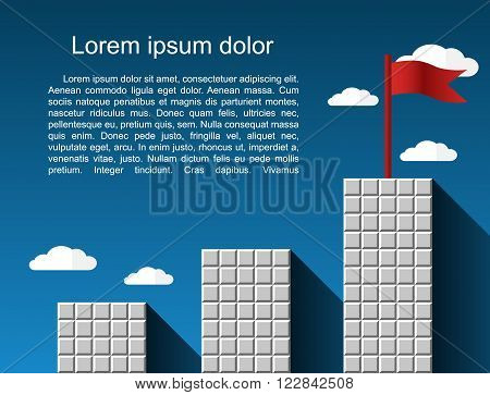 Reaching success abstract concept template for presentation or infographics.