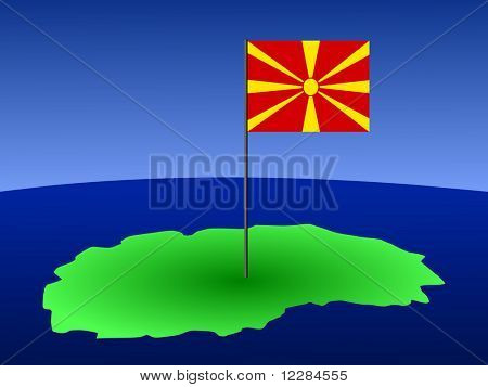 mappa di Macedonia e macedone bandiera sull'illustrazione di palo
