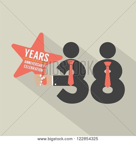 38 Years Anniversary Typography Design Vector Illustration. EPS 10