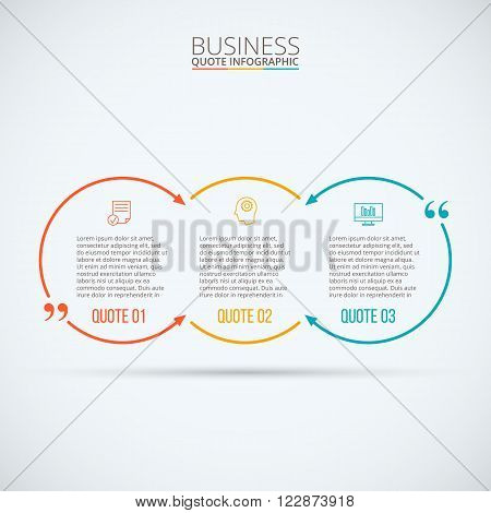 Vector quote infographic. Template for diagram, graph, presentation and chart. Business concept with 3 options, parts, steps or processes. Data visualization.