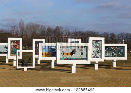 tour of the memorial complex in the Red Beach March 16, 2016 in the Gomel region, Zhlobin district, VILLAGE RED BEACH, BELARUS
