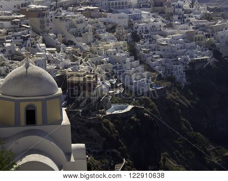 the Island of santorini in the mediterranean sea