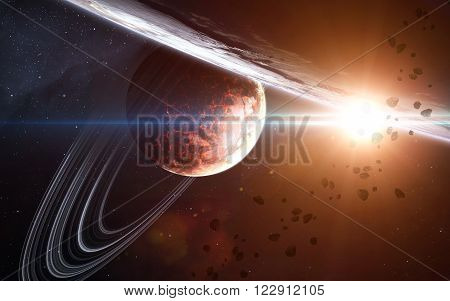 Universe scene with planets, stars and galaxies in outer space showing the beauty of space exploration. Elements furnished by NASA