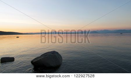 Picture of an ocean sunset seen from Quadra Island,BC,canada.