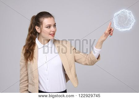 Woman with glowing magical energy ball.