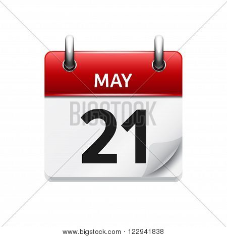 May  21. Vector flat daily calendar icon. Date and time, day, month. Holiday.
