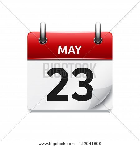 May 23 . Vector flat daily calendar icon. Date and time, day, month. Holiday.