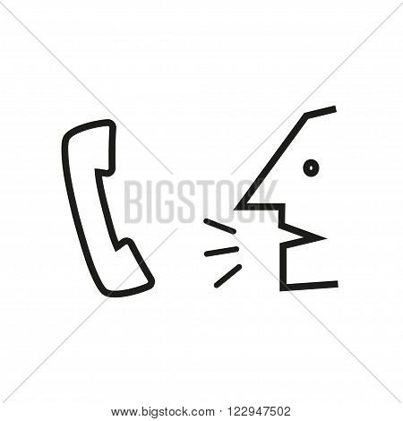 Man speak to handset. Simple icon. eps10